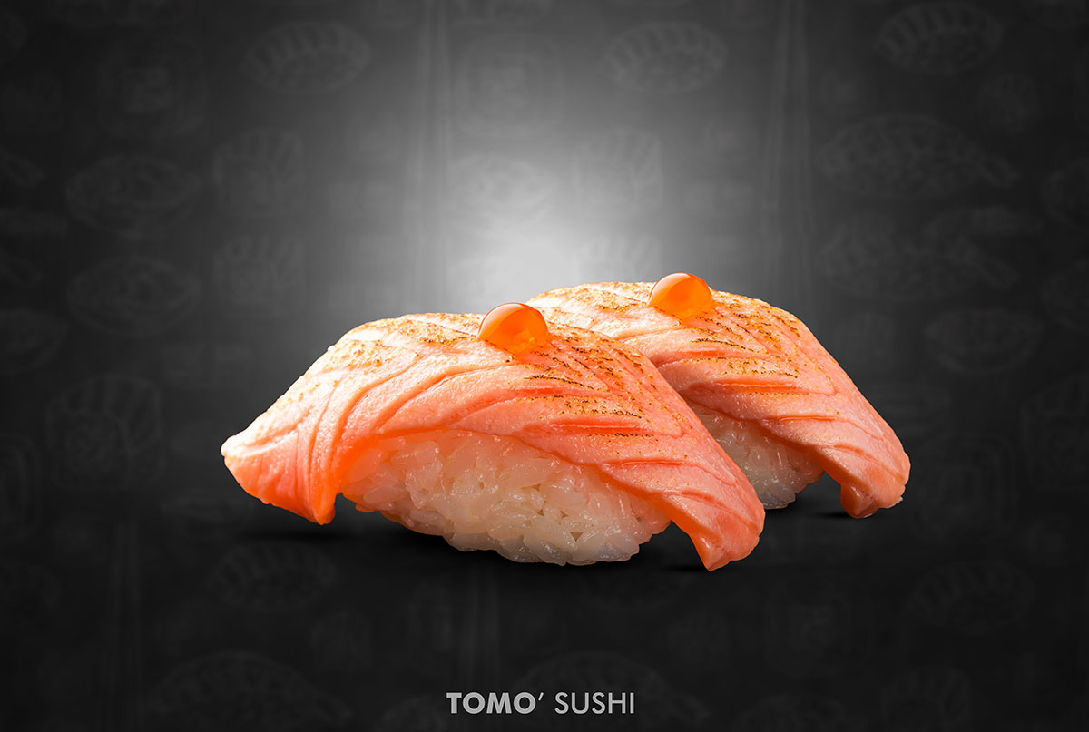 Aburi Lachs Nigiri (2 Stück)